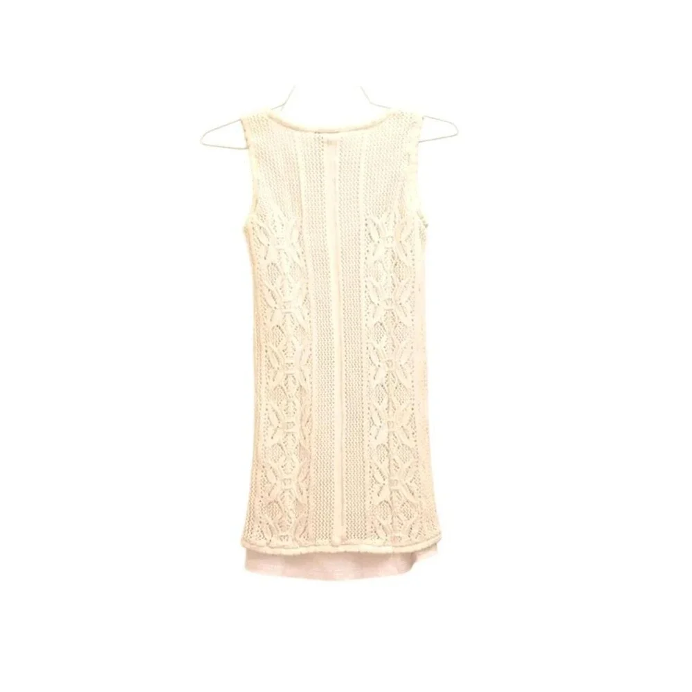 AGB Dress Cream Cable Knit Sleeveless Layered Tunic Kids Size S